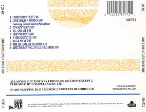 Back Cover Album Joyce Sims - Come Into My Life  | london records | 828077 | UK