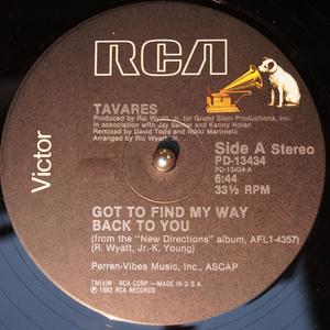 Front Cover Single Tavares - Got To Find My Way Back To You Front Cover Single Tavares - Got To Find My Way Back To You